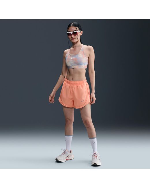 Nike Blue Tempo Dri-Fit Mid-Rise Brief-Lined Running Shorts