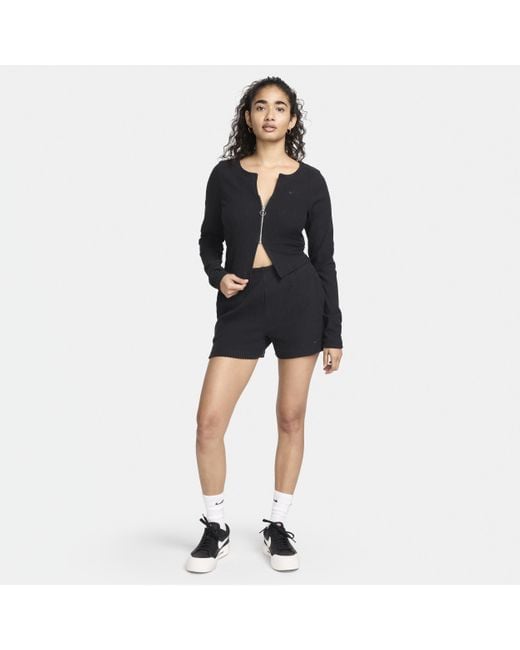 Nike Black Sportswear Chill Knit Slim Full-zip Ribbed Cardigan