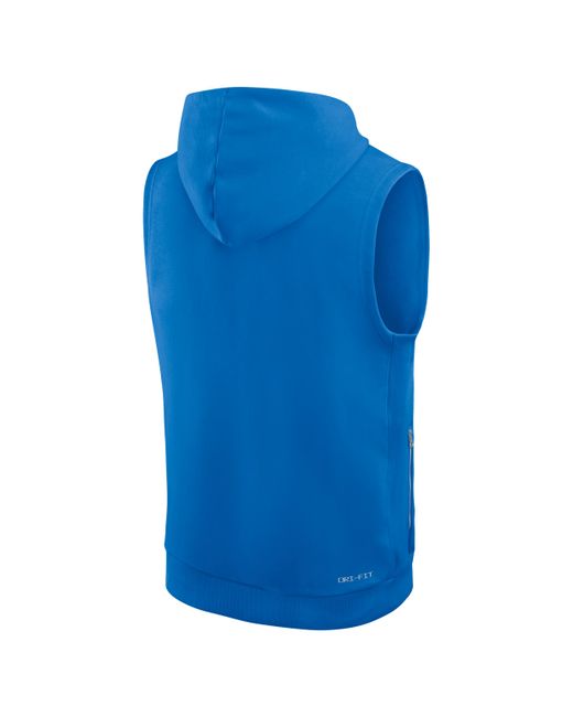 Nike Blue Detroit Lions Sideline Dri-Fit Nfl Sleeveless Pullover Hoodie for men