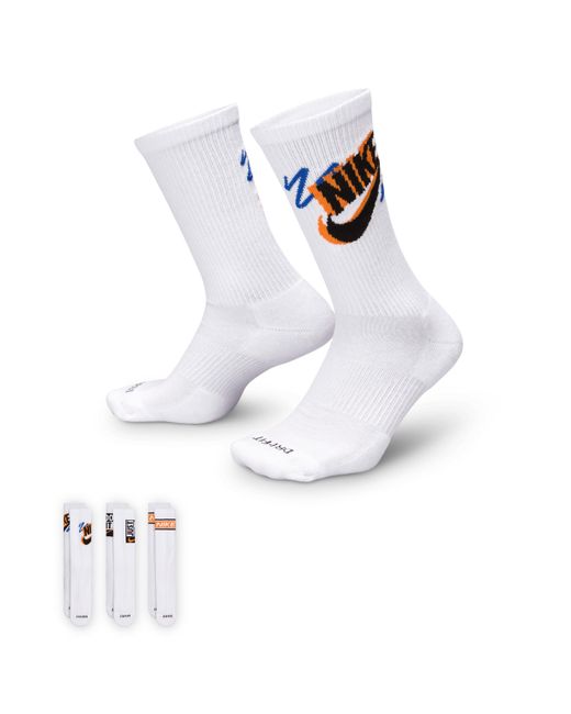 Nike Everyday Plus Crew Sokken (3 Paar) in het White