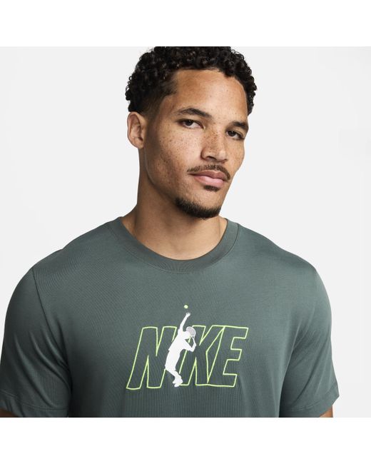 Nike Green Court Dri-fit Tennis T-shirt Polyester for men