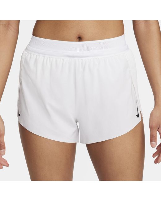 Nike Aeroswift Dri-fit Adv Halfhoge Hardloopshorts Met Binnenbroekje in het White