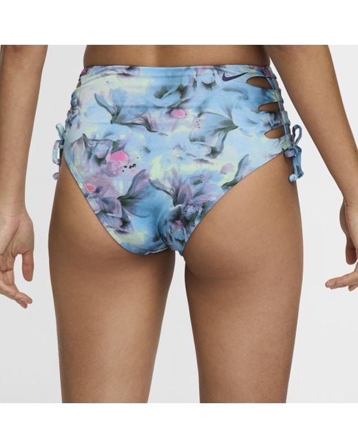 Nike Blue Swim Lace-up Bikini Bottoms Polyester