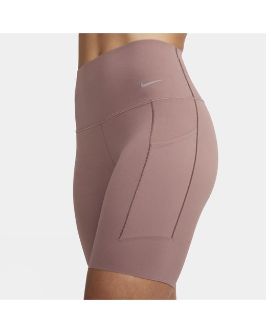 Nike Brown Universa Medium-support High-waisted 20cm (approx.) Biker Shorts With Pockets Nylon