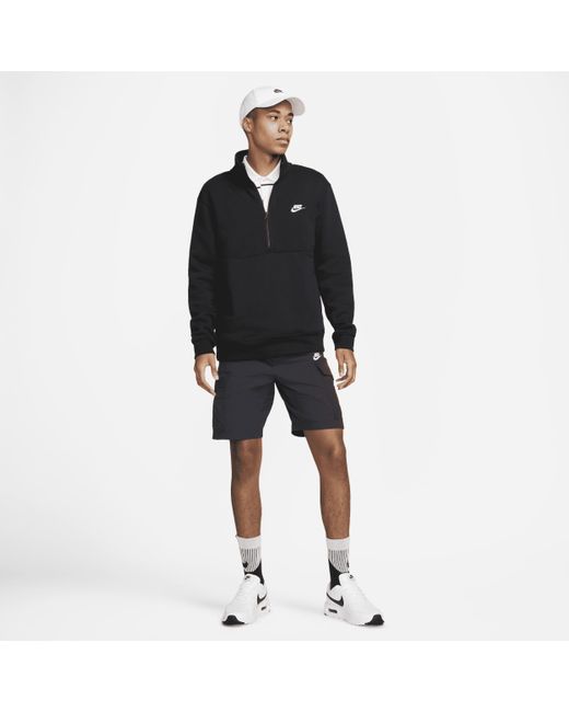 Nike Sportswear Club Brushed-back 1/2-zip Pullover in Black for Men | Lyst