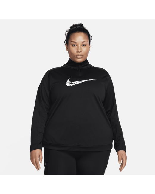 Nike Black Swoosh Dri-fit 1/4-zip Mid Layer 50% Recycled Polyester