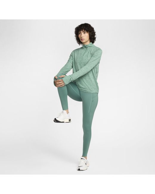 Nike Green Swift Element Uv Protection 1/4-zip Running Top