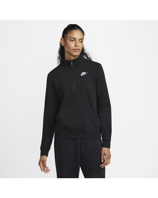 Nike Sportswear Club Fleece 1/2-zip Sweatshirt in Black | Lyst