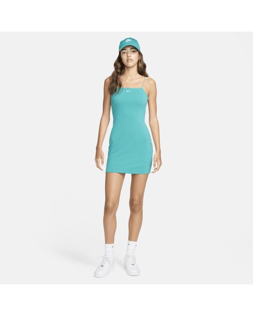 Nike Blue Sportswear Chill Knit Tight Mini-rib Cami Dress