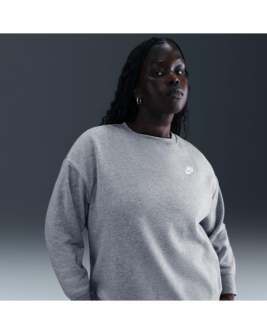 Nike Sportswear Club Fleece Loose Crew-Neck Sweatshirt (Plus Size) in Gray  | Lyst