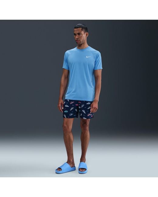 Nike Blue Essential Short-Sleeve Hydroguard Swimming Top for men