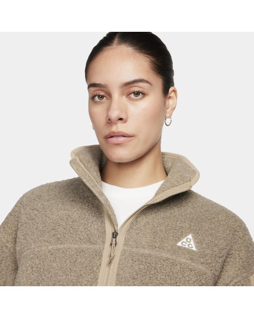 Nike Brown Acg "arctic Wolf" Polartec® Oversized Fleece Full-zip Jacket
