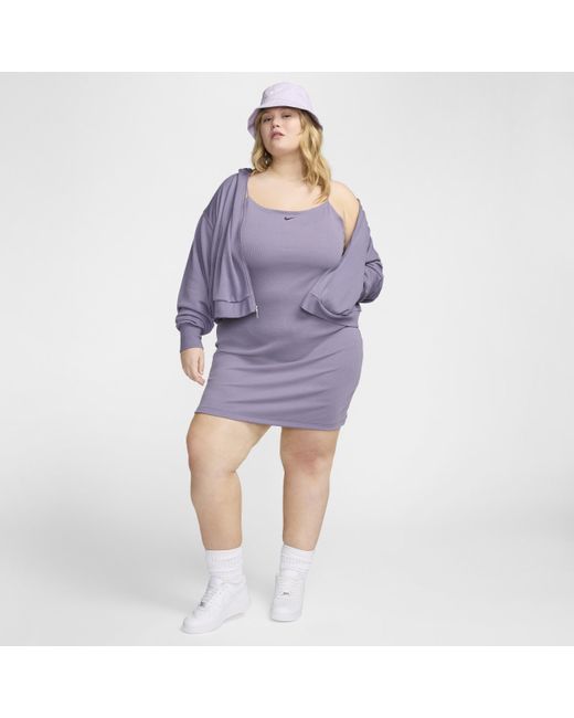 Nike Purple Sportswear Chill Knit Tight Mini-rib Cami Dress (plus Size)