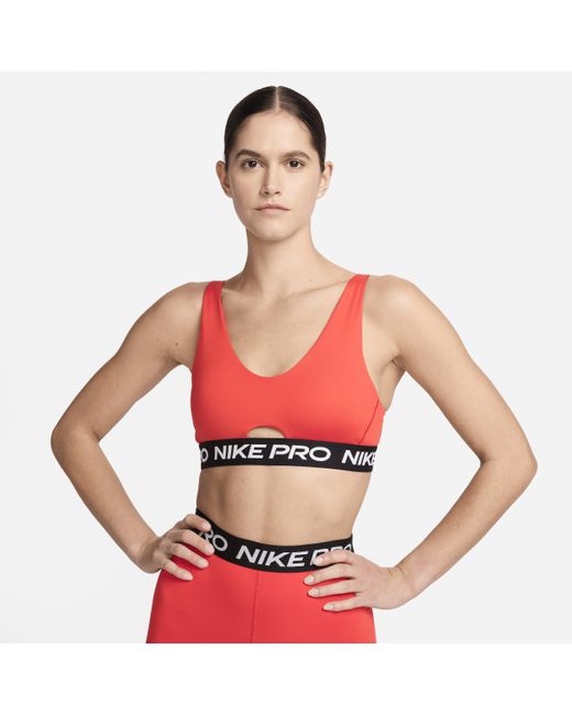 Nike Pink Pro Indy Plunge Medium-support Padded Sports Bra