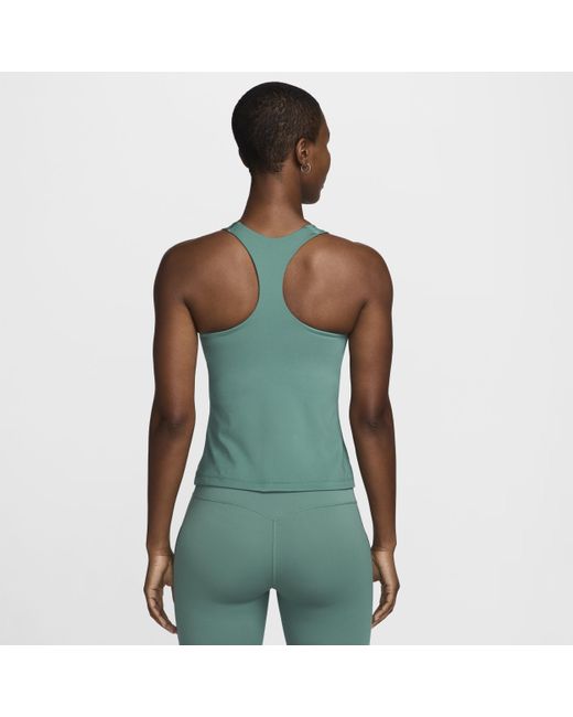 Nike Green Swoosh Medium-support Padded Sports Bra Tank Polyester