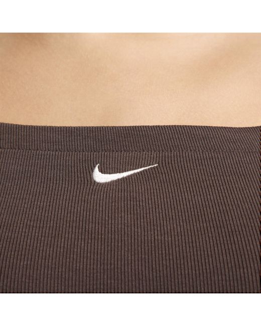 Nike Brown Sportswear Chill Knit Tight Mini-rib Cami Dress