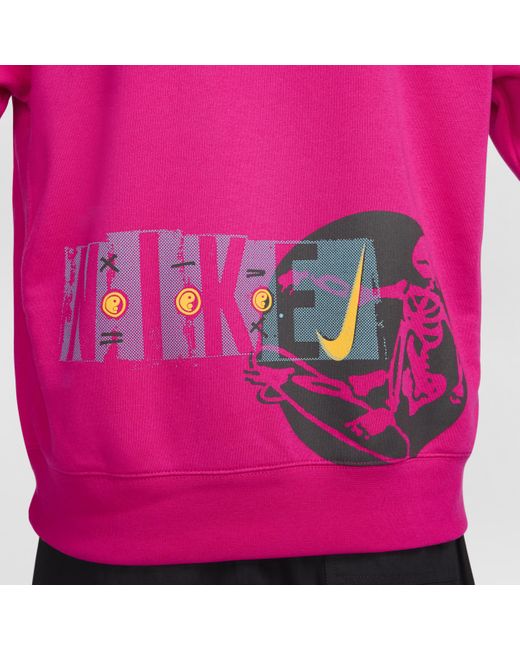 Nike Pink Sportswear Club Fleece Crew-neck French Terry Sweatshirt for men