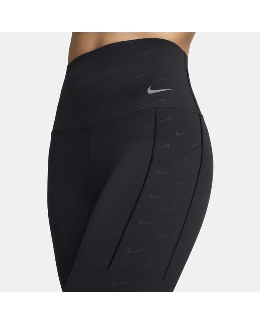 Nike Black Universa Medium-support High-waisted 7/8 Printed leggings With Pockets Nylon