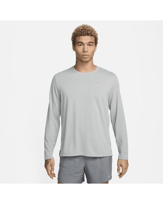 Nike Gray Miler Dri-Fit Uv Long-Sleeve Running Top for men