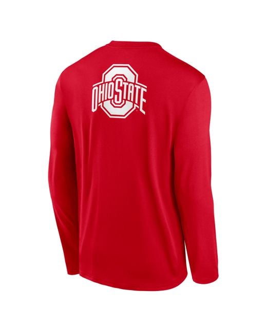 Nike Red Ohio State Primetime Legend 2-Hit Dri-Fit College Long-Sleeve T-Shirt for men