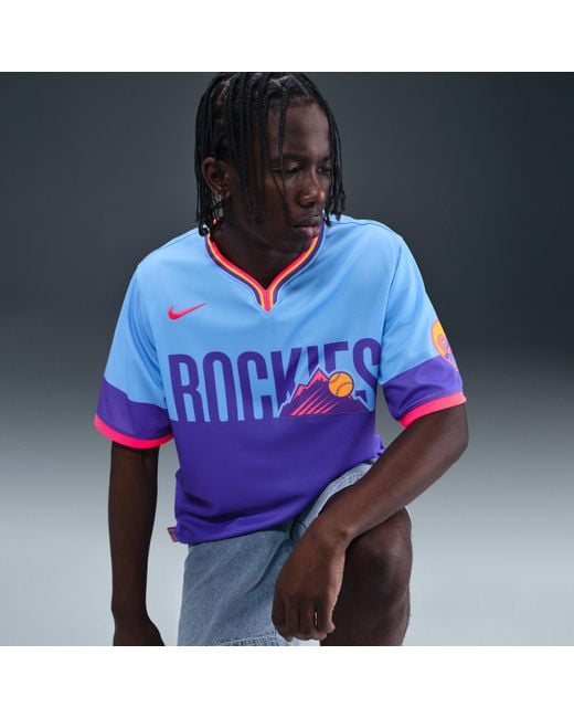 Nike Blue Colorado Rockies City Connect Menâ Dri-Fit Adv Mlb Limited Jersey for men