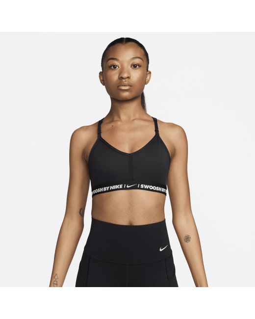 Nike Indy Padded Sport-bh Met V-hals En Lichte Ondersteuning in het Black
