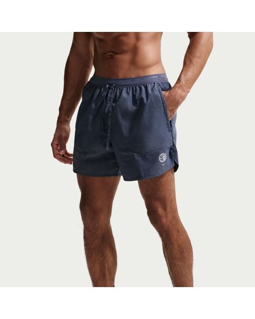 Nike Black Stride 5" Brief-Lined Running Shorts With Reflective Accents for men