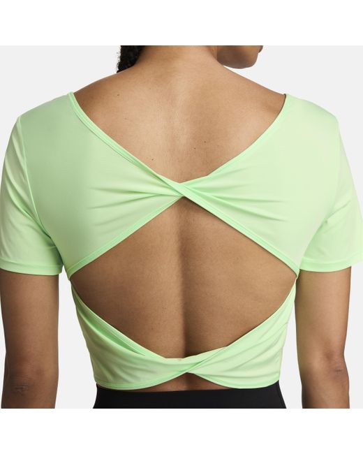 Nike Green One Classic Dri-fit Short-sleeve Cropped Twist Top