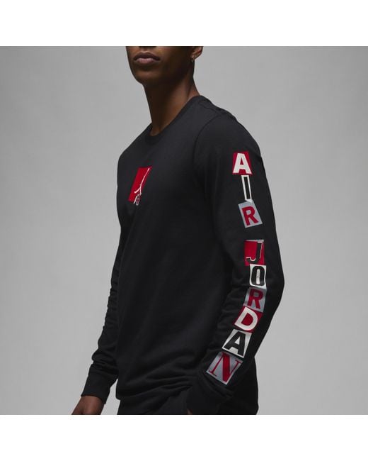 Nike Black Jordan Brand Graphic Long-sleeve T-shirt Cotton for men