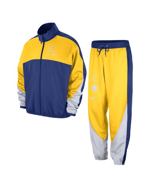 Nike Blue Golden State Warriors Starting 5 Courtside Nba Graphic Tracksuit Polyester for men