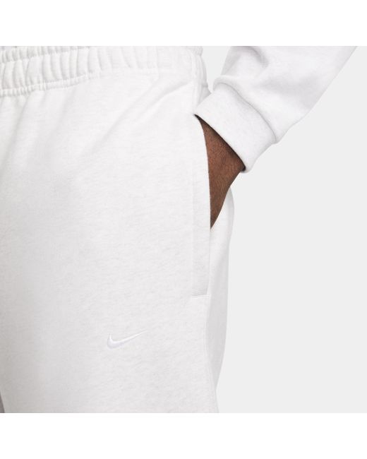 Nike White Solo Swoosh Open-hem Fleece Pants for men
