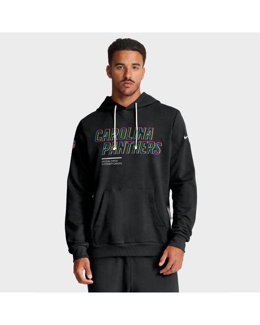 Nike Black Carolina Panthers Crucial Catch Sideline Dri-Fit Nfl Pullover Hoodie for men