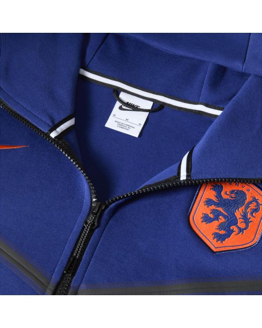 Nike Blue Netherlands Tech Fleece Windrunner Football Full-zip Hoodie Cotton for men