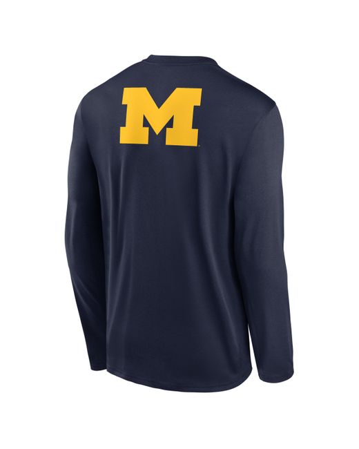 Nike Blue Michigan Primetime Legend 2-Hit Brand Dri-Fit College Long-Sleeve T-Shirt for men