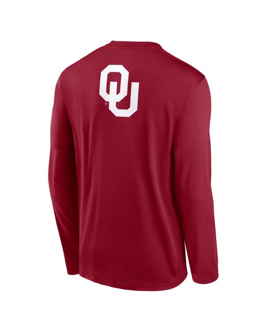 Nike Red Oklahoma Primetime Legend 2-Hit Brand Dri-Fit College Long-Sleeve T-Shirt for men