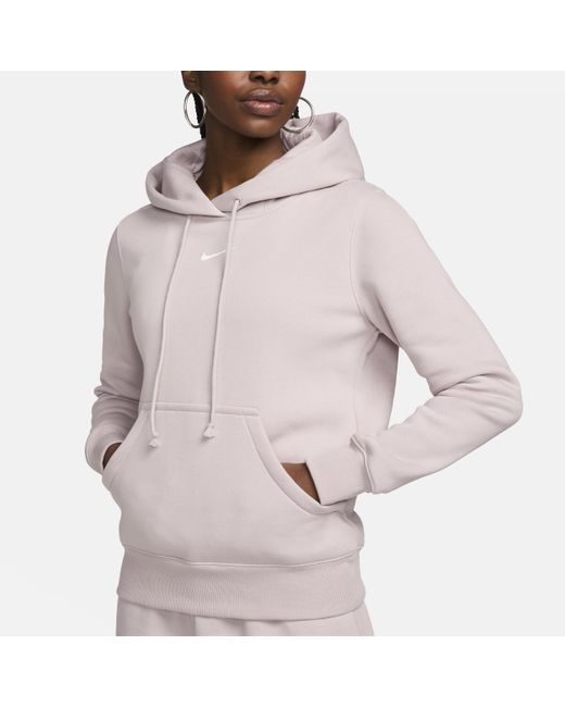 Nike Pink Sportswear Phoenix Fleece Pullover Hoodie Cotton