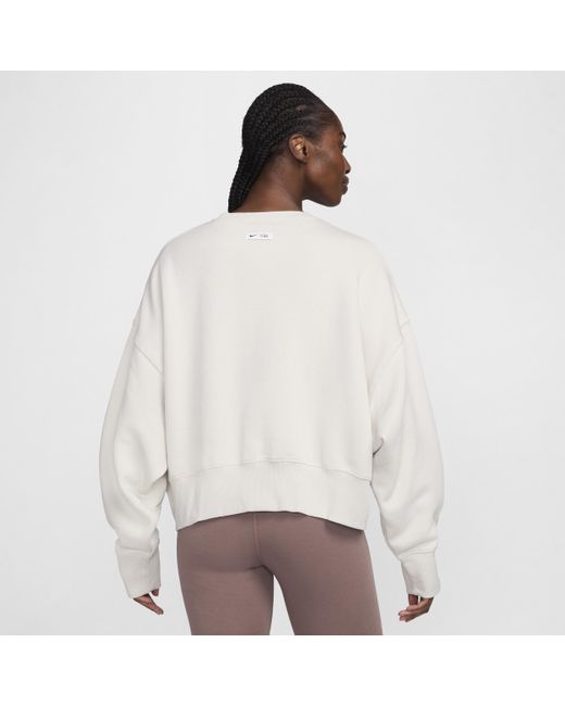 Nike White Sportswear Phoenix Fleece Oversized Cropped Crew-neck Sweatshirt