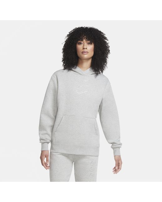 Nike Fleece Sportswear Rhinestone Hoodie in Grey (Grey) | Lyst Australia
