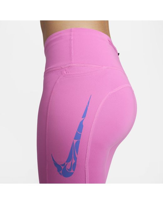 Nike Pink Fast Mid-rise 7/8 Running Leggings With Pockets