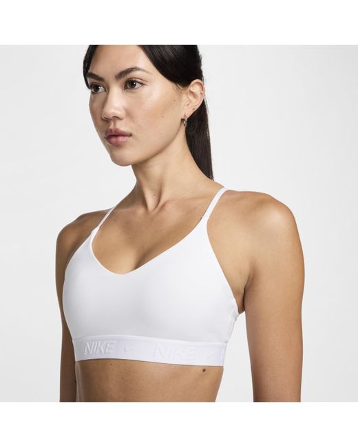 Nike White Indy Light-support Padded Adjustable Sports Bra Polyester