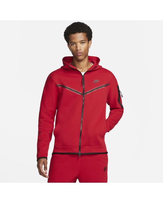 Nike Sportswear Tech Fleece Full-zip Hoodie in Red for Men | Lyst Australia