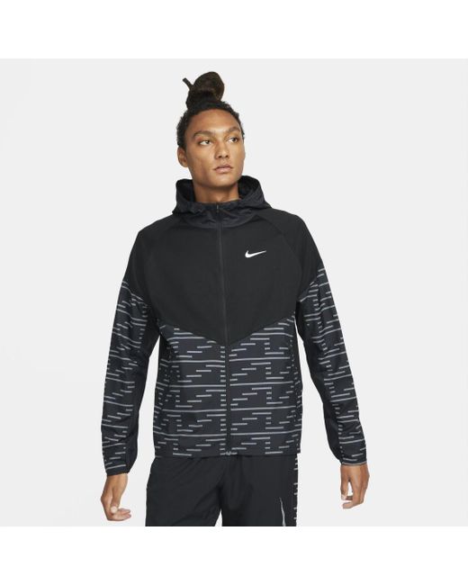 Nike Synthetic Therma-fit Repel Run Division Miler Running Jacket in Black,Black,Black (Black 