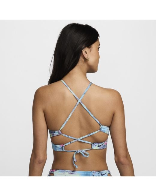Nike Blue Swim Lace-up Bikini Top Polyester