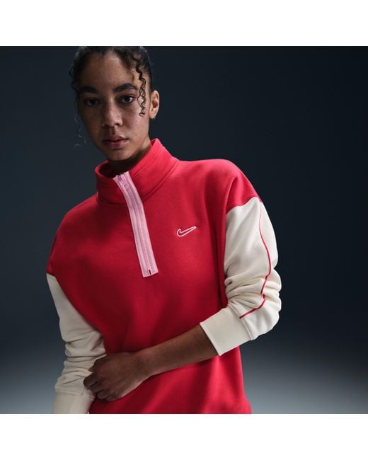 Nike Red Sportswear 1/4-Zip Fleece Top