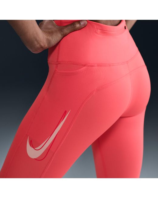 Nike Red Fast Mid-Rise 7/8 Leggings