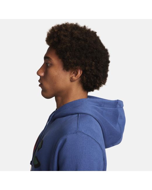 Nike Blue Sportswear Club Fleece Pullover Graphic Hoodie for men