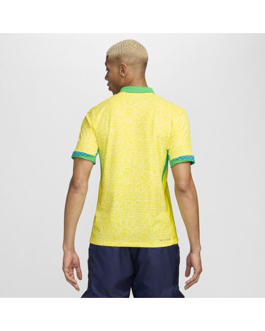 Nike Yellow Brazil 2024 Match Home Dri-fit Adv Football Authentic Shirt 50% Recycled Polyester for men