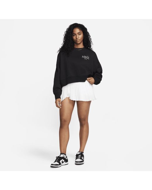 Nike Black Sportswear Phoenix Fleece Oversized Cropped Crew-neck Sweatshirt