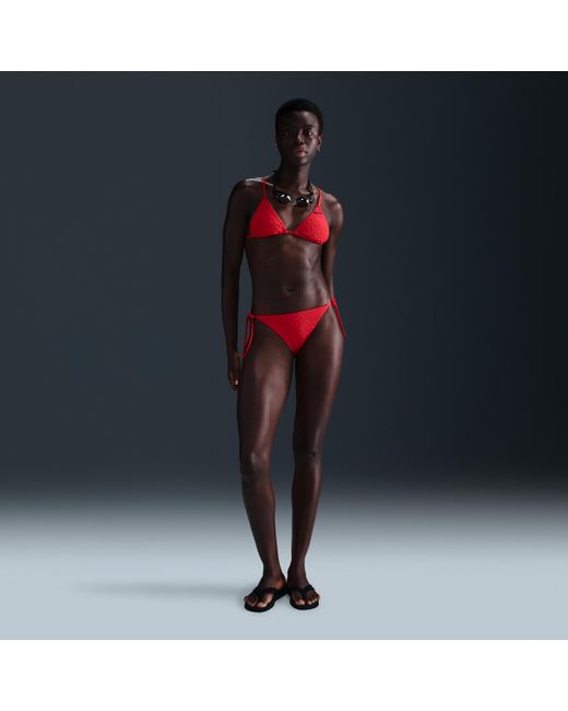 Nike Red Swim Swoosh Link Terry Triangle Bikini Top
