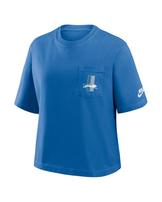 Nike Blue Detroit Lions Rewind Pocket Boxy Nfl T-Shirt